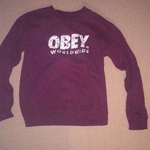 Obey burgundy Crew Neck Sweatshirt